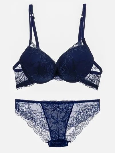 Lace Underwired Pushup Bra Set